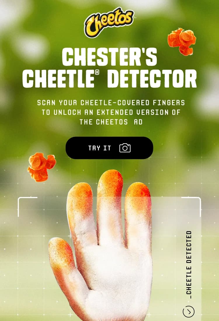 Chester's Cheetle Detector: start screen inviting you to scan your fingers