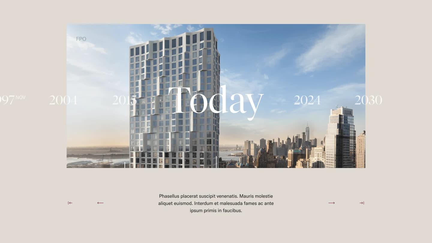 Tishman Speyer homepage: a skyline timeline from 1997 to 2030
