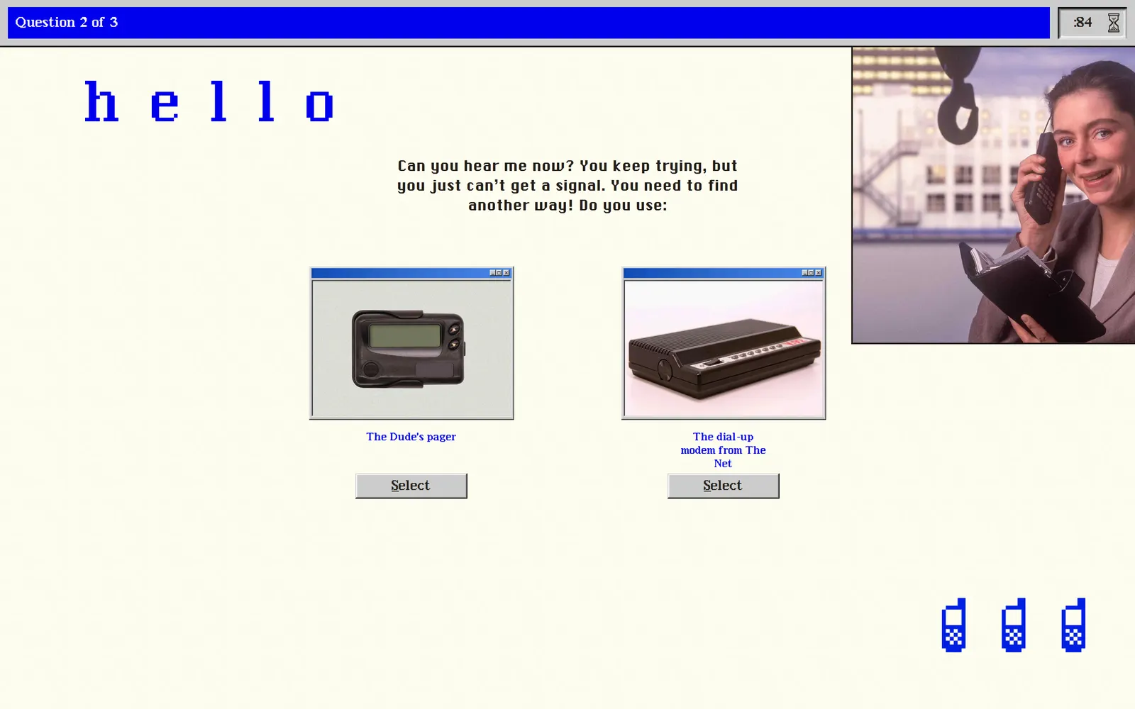 Quiz question in full 90s dressing: the Dude's pager versus the dial-up modem from The Net